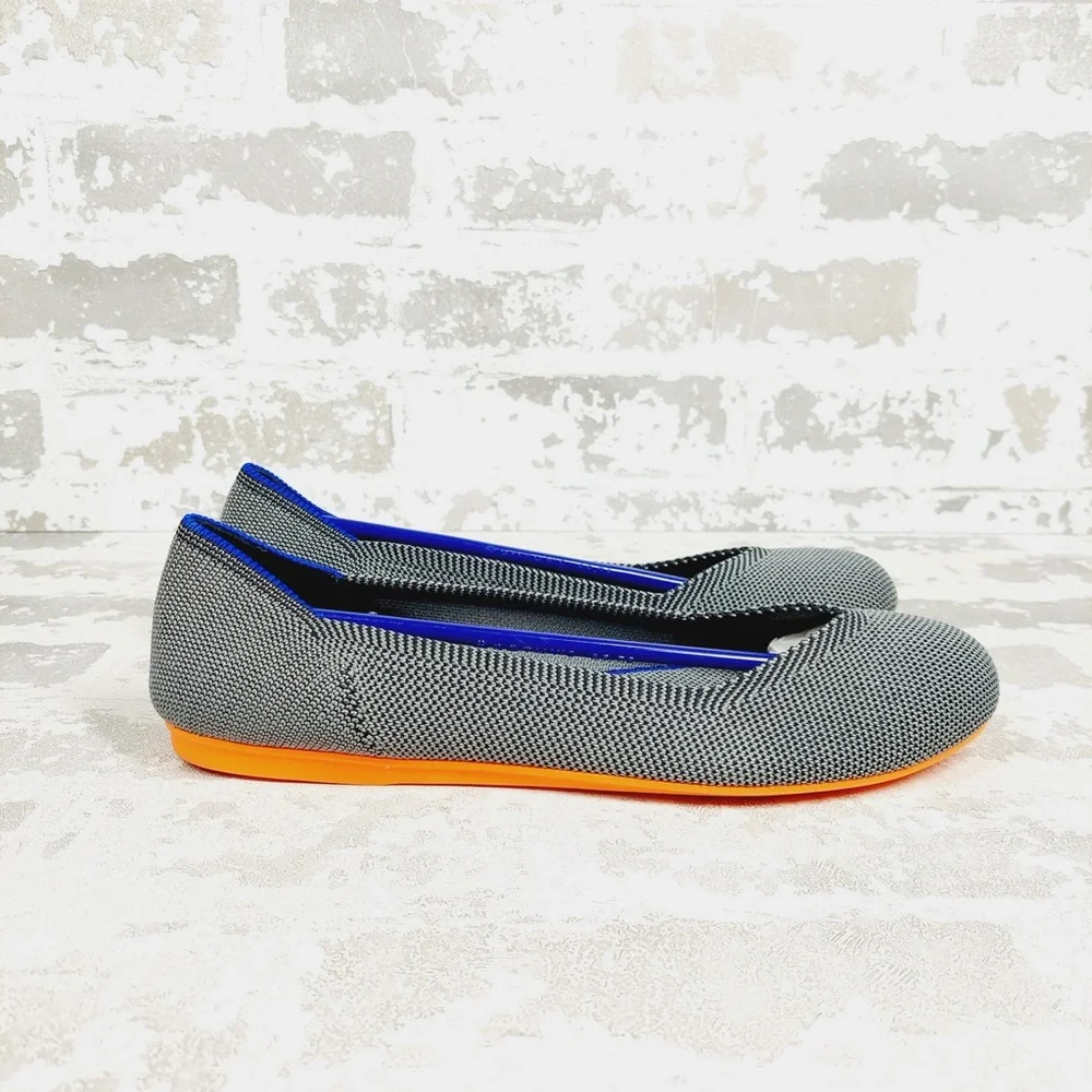 NEW Rothy's The Flat Grey Knit Round Toe Slip On Comfy Loafers C270 - Picture 3 of 8